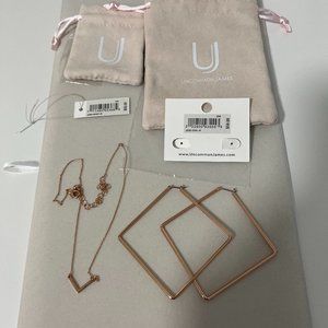Uncommon James set of 2 Rose Gold items - Girl Boss Earrings and Baby V Necklace